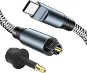 CACACOL C-TOSLINK USB C to Toslink Optical Cable Opt Male Type-C to Digital Optical Fiber Optic Audio Interface Female Adapter Wire Toslink Cord for Smartphone Tablet Laptop etc. (1.8 Meter - 6 ft)