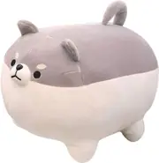Shiba Inu Plush Pillow 17.7in - Corgi Stuffed Animal, Gray - Medium (17.7in)
