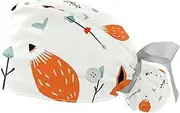 [YTYVAGT] 2-Pc,Gourd-Shaped Working Cap,Fisherman Hat with Buttons and Cotton Sweatband,Vector Pattern with Foxes and Arrows