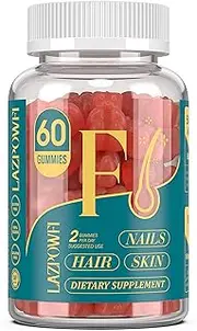 Lazpowfi Biotin Gummies for Hair, Skin and Nails - Hair Vitamins for Men & Women, 10,000mcg Max Strength Vitamin B7 for Hair Growth and Stronger Nails,60 Counts - Strawberry Falvor-024