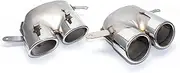 304 Stainless Steel Car Quad Exhaust Tip Compatible For 2016-2018 Audi A6 A7 S Line Up To S6 S7 Muffler Tip Tailtip Exhaust System Nozzle(Silver)