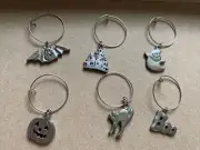 Set of 6 halloween Wine Glass Charms Pendant Drink Markers Rings Tag