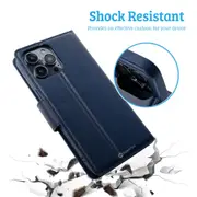 iPhone 15 Pro Max High-Quality Flip Wallet Case Cover with Magnetic Closure for Screen Protection, Tough Build, Shockproof Design, Multiple Card Holders - Rose Gold