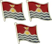 [Panda Loco] 3 X Kiribati National Country Flag Lapel Metal Enamel Pin Badge, One Size, Metal
