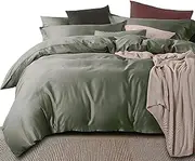 Essina Royale Double Quilt Cover Duvet Cover Doona Cover Set 3pc, Solid Colour Egyptian Cotton 950 Thread Count, Pillow Sham, Light Grey