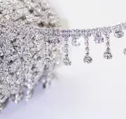 1Yard Tassel Rhinestone Trim Fringe Crystal Chain DIY Garments Crafts Decoration