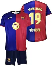 [F.C. Barcelona] Lamine Yamal 19 Home Jersey and Trousers Season 2024/2025, Official Replica with Licence - Children