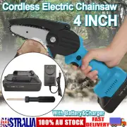 4" Mini Cordless Electric Chainsaw Wood Cutter Battery Charger For Makita 18V