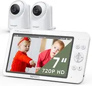 bonoch 7" 720P Baby Monitor 2 Cameras - Video Baby Monitor No WiFi, Split Screen Baby Camera Monitor, 6000mAh Battery, Auto Night Vision, 1000ft Range, Sound Detect, Remote PTZ, VOX Mode