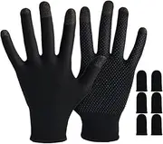 Rakizbe Gaming Gloves for Sweaty Hands - High-Sensitive Anti-Sweat Breathable Seamless Touch Screen Gloves with Thumb Finger Sleeves for iPad/Mobile Game Controller