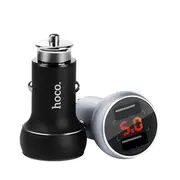 HOCO 3.1A Dual USB Ports Digital Display Fast Car Charger For Mobile Phone Camera Tablet Laptop 1195 GREY