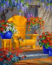 Courtyard Art Tile Backsplash Mikki Senkarik Floral Ceramic Mural MSA226