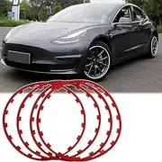 Wheel Protector Wheel Protector, Car Protection Ring, 4Pcs Alloy Edge Rim Protectors, 16-20In, Universal Tyres Tire Guard, Anti-Scratch,protection Line Rubber Decoration,car (Size:16 inches,Color:red)