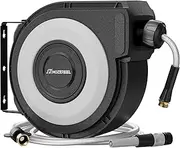HOZEREEL Wall Mount Retractable Garden Hose Reel, 50 ft, Automatic Self-Retracting, Metal Mounting Bracket, 1/2 Inch Hose Included