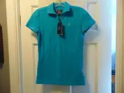 ARIAT Size XS Blue Turquoise Prix Polo Pull Over Shirt Top Moisture Movement