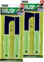 [2PK] Garden Greens Hand Weed Cutter Set, Comfort Grip Handle, 2 Shaped Blade to Ensure Precise Removal, Removal of Grass, Weeds, Moss and Roots Between Paving Stones