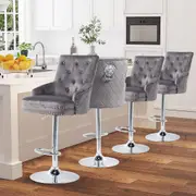 Fin Breakfast Bar Stool Velvet Padded Swivel Gas Lift Bar Chair Island Counter Chair