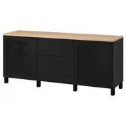 BESTÅ storage combination with drawers, Sindvik black/Lappviken/Stubbarp black-brown, 180x42x76 cm