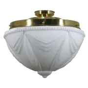 Empire Opal Matt 14&quot; Shade w 12 1/4&quot; Brass Batten Fix Light