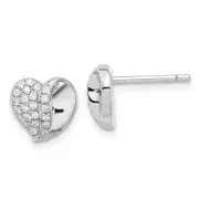 Sterling Silver Brilliant Embers Cz Heart Post Earrings