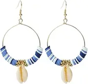 OATIPHO 1 Pair Shell Earrings Women Circle Earrings Dangle Hoop Earrings Earrings Hoop Pendant Earrings Bead Earrings for Women Earring Studs for Women Hoop Drop Earrings Alloy