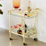 Portable Bar Cart Drinks Trolley Wine Coffee Kitchen Rack Glass Holder Bottle
