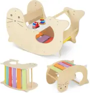 HONEY JOY 3-In-1 Climbing Toy Set for Kids, Indoor Arch Climber W/Cute Sea Li...