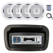 Pyle Marine Radio, Spa Bezel,Adapter, Antenna,Wire, 4x 6.5" 400W White Speakers