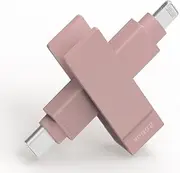 Apple MFi Certified 256 GB Morandi Pink iXflash Backup Flash Drive 2-in-1 USB Type C & Lightning for iPhone, iPad, and Computer | Photo Storage and Transfer