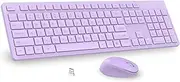 LeadsaiL Purple Wireless Keyboard and Mouse Combo, Full-Sized Ergonomic Computer Keyboard, 2.4GHz USB Cordless Keyboard Silent Mouse Set, 12 FN Shortcuts for Windows MacOS Laptop Computer