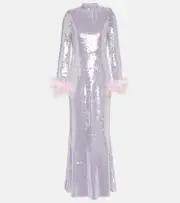 [Self-Portrait] Self-Portrait Feather-trimmed sequined gown AU 8 purple