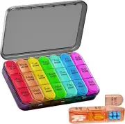 PokeLabel Pill Boxes 7 Day 3 Times a Day, Weekly Pill Box 7 Day, Daily Portable