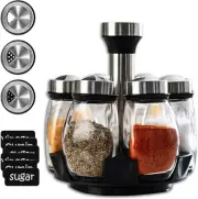 Revolving Spice Rack, 6-Jar Seasoning Organizer Holder 360° Rotation Shelf Tower
