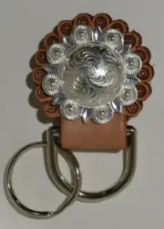 Concho Key Fob - 1 1/2" Silver Berry Concho with Key Ring (J6)