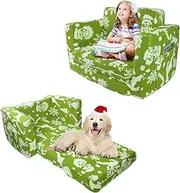 OSYKIU Kids Sofa, 2-in-1 Toddler Fold Out Couch, Comfy Convertible Lounger, Foam Sofa for Boys Girls Gifts, Baby Bed for Dogs Cats Pets