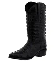 Mens Black Alligator Tail Print Western Wear Leather Cowboy Boots Pointed Toe