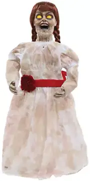 Grim Girl Doll Halloween Prop Animated Poseable Annabelle Haunted House Decor