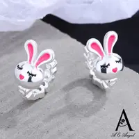 在飛比找momo購物網優惠-【ANGEL】甜美兔子愛心圈圈鏤空耳環(銀色)