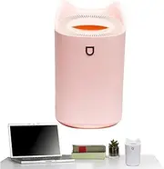 LeoLeoii Generic Desk Humidifier | Mist Air Humidifier with Colorful Light - 3L Desk Air Humidifier, 2 Nozzles, 3 Mist Modes, Quiet Humidifier for Travel, Nightstand, Home, (Pink)