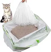 Tylu Cat Litter Liners Disposable Cats Litter Pan Liner Bag with Drawstring Cat Litter Sifting Liners Contains 6 Screening Bags with Holes + 1 Non-Porous Screening Bag (5 Sets, 35 Pieces in Total)