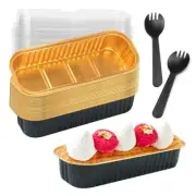 Pack Mini Loaf Pans with Lids and Spoons,Mini Cake Pans with 20 Black & Gold