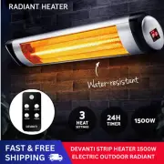Devanti Infrared Heater Electric Radiant Strip Patio Heaters Remote 1500W