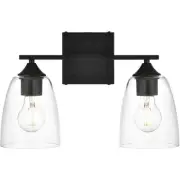 Living District LD7309W15BLK Harris 2 Light 15 inch Black Bath Sconce Wall Light