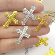 Cross Confetti | Glitter Confetti Sprinkles for Xmas Bridal Baptism Thanksgiving Memorial Day Festival Decorations | Metallic Foil | 45g 1.6OZ 1000Pcs (Sliver Gold)