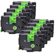 10PK Black on Fluo Green Label Tape TZ-D41 0.7" For Brother P-Touch PT-D450/P700