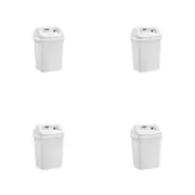 4PK Boxsweden Indoor Swing Waste Disposal Bin Portable 10L 24x20x37.5cm White