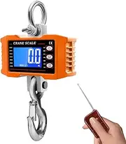 [LUOFEISHUN] 1000KG Crane Scale, Smart Heavy Type Crane Scale with Remote Control, Electronic Hanging Steelyard with Backlit LCD, Unit Change and Tare Zero Function, for Industrial Construction(Orange)