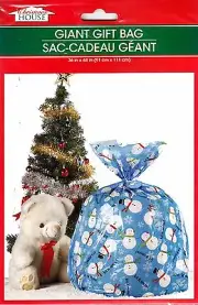 New Christmas House Giant Gift Presents Bag w Tag 36" x 44" ~ SNOWMEN (Qty 1)