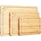 Bamboo Cutting Board Set of 3, Cutting Board for Kitchen with Handle, Juice G...