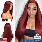 topshe 24 Inch Burgundy Lace Front Wigs Synthetic Wine Red Colored Straight 1
